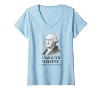 Femme Le Destin Commence avec Le Personnage George Washington T-Shirt avec Col en V