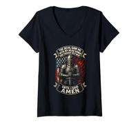 Femme Le diable m'a vu de ma tête et a cru qu'il avait gagné, jusqu'à ce que je dise Amen T-Shirt avec Col en V