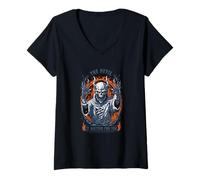 Femme Le Diable Vous Attend - Halloween Horror Art T-Shirt avec Col en V