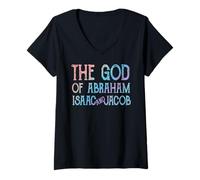 Femme Le Dieu d'Abraham Isaac et Jacob juif chrétien T-Shirt avec Col en V