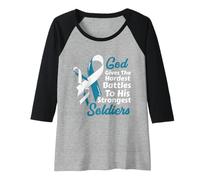 Femme Le Dieu du Cancer Cervical Donne des Combats Les Plus durs aux Soldats Les Plus forts Manche Raglan