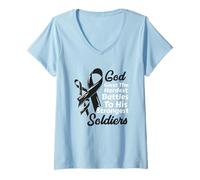 Femme Le Dieu du Cancer de la Peau Donne aux Combats Les Plus durs Ses Soldats Les Plus forts T-Shirt avec Col en V