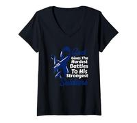 Femme Le Dieu du Cancer du Colon Donne des Combats Les Plus durs des Soldats Les Plus forts T-Shirt avec Col en V