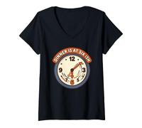 Femme Le dîner est à Six Ish Retro Vintage Time Management Funny T-Shirt avec Col en V
