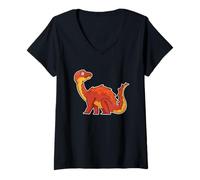 Femme Le Dinosaure est effrayé par Les météorites T-Shirt avec Col en V