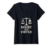 Femme Le Doute est Une Vertu - Philosophie et Raison T-Shirt avec Col en V
