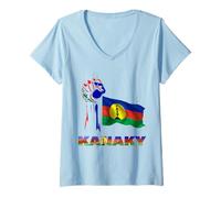 Femme Le drapeau Kanaky de la fierté et du courage de la Nouvelle- T-Shirt avec Col en V