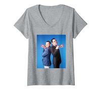 Femme Le Duo Comique Shooting Stars de Vic Reeves et Bob Mortimer T-Shirt avec Col en V