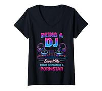 Femme Le Fait d'être DJ m'a sauvé de l'humour d'un père Disc-Jockey T-Shirt avec Col en V