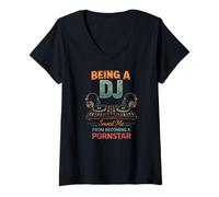 Femme Le Fait d'être DJ m'a sauvé de l'humour d'un père Disc-Jockey T-Shirt avec Col en V