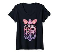 Femme Le féminisme n'est Pas Fragile comme Une Fleur comme Une T-Shirt avec Col en V