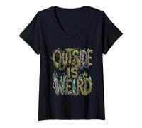 Femme Le feu de Camp Extraterrestre Bigfoot à l'extérieur est Une Nature étrange T-Shirt avec Col en V