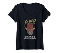 Femme Le Flash Daddy est Le Plus Rapide pour Les Fans de DC T-Shirt avec Col en V