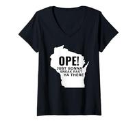 Femme Le Funny Midwest Open du Wisconsin Open va Juste Passer Devant toi T-Shirt avec Col en V