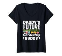 Femme Le Futur Compagnon de Jardinage de Papa est Un passionné de Plantes Amusant T-Shirt avec Col en V