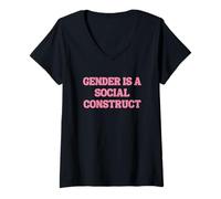 Femme Le Genre Est Une Construction Sociale T-Shirt avec Col en V