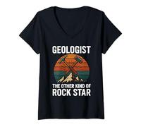 Femme Le géologue The Other Kind of Rock Star Retro Earth Science T-Shirt avec Col en V
