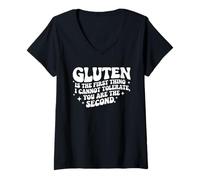 Femme Le Gluten est la première Chose Que Je ne Peux Pas tolérer sans Gluten T-Shirt avec Col en V