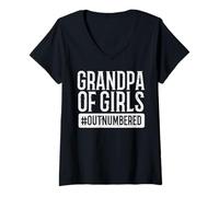 Femme Le Grand-père des Filles est en infériorité numérique pour la fête des pères T-Shirt avec Col en V