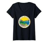 Femme Le Grand Sceau de l'état du Montana Ory et Plata T-Shirt avec Col en V