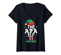 Femme Le Groupe Familial APA Elf Funny Christmas Matching T-Shirt avec Col en V