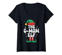 Femme Le Groupe Familial G-Mom Elf Funny Christmas Matching T-Shirt avec Col en V