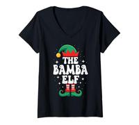 Femme Le Groupe Familial The Bamba Elf Funny Christmas Matching T-Shirt avec Col en V