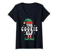 Femme Le Groupe Familial The Cookie Elf Funny Christmas Matching T-Shirt avec Col en V