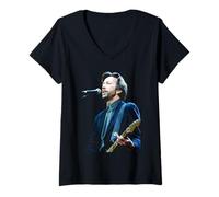 Femme Le Guitariste d'Eric Clapton Blues en Concert au Brighton Centre T-Shirt avec Col en V