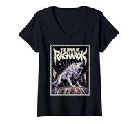 Femme Le hurlement du Loup Viking de Ragnarok, Guerrier de la mythologie Nordique T-Shirt avec Col en V