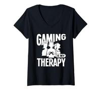 Femme Le Jeu est ma thérapie T-Shirt avec Col en V