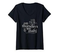Femme Le jeudi, We Mahj Graphic Playing Mahjong Game Lovers T-Shirt avec Col en V