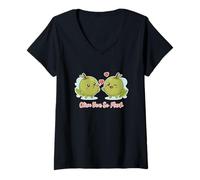 Femme Le Joli Couple d'amis Kawai Olive Vous Aime Tellement de Jeux de Mots Amusants T-Shirt avec Col en V