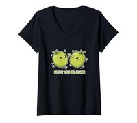 Femme Le Joli Couple d'amis Kawai Olive Vous Aime Tellement de Jeux de Mots Amusants T-Shirt avec Col en V