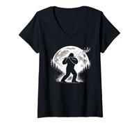 Femme Le Joueur de flûte Bigfoot Flûtiste T-Shirt avec Col en V