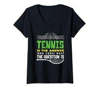 Femme Le Joueur de Tennis est la réponse Qui se Soucie de la Question T-Shirt avec Col en V