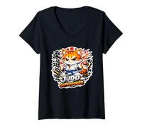 Femme Le Judo, C'est Mon Super-Pouvoir : Le Grappling Et Le Chat T-Shirt avec Col en V
