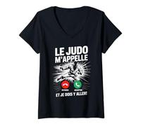 Femme Le Judo m'appelle Et Je Dois Y Aller Passion T-Shirt avec Col en V