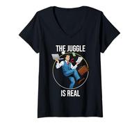 Femme Le Juggle est Un véritable équilibre de Jongleur de Bureau Mignon T-Shirt avec Col en V