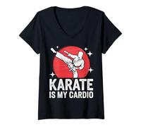 Femme Le karaté est Mon Cardio T-Shirt avec Col en V