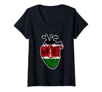 Femme Le Kenya est dans Mon cœur La Tribu Masaï d'Afrique T-Shirt avec Col en V