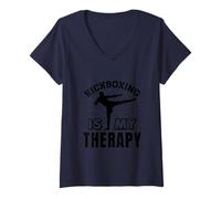Femme Le Kickboxing est ma thérapie T-Shirt avec Col en V