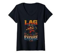 Femme Le Lag C'est Ma Raison - Gamer T-Shirt avec Col en V