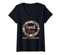 Femme Le langage de Sweet Mom Salty T-Shirt avec Col en V