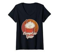 Femme Le Latte à la Citrouille et aux épices est Tout Mon mème de Saison préféré T-Shirt avec Col en V