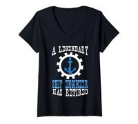 Femme Le légendaire ingénieur Naval a Pris sa Retraite drôle fête de Retraite T-Shirt avec Col en V