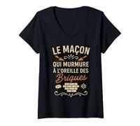 Femme Le maçon Qui murmure aux Briques T-Shirt avec Col en V
