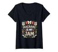 Femme Le macramé est ma Confiture T-Shirt avec Col en V