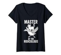 Femme Le maître du Chat Ridicule en Forme d'oie T-Shirt avec Col en V
