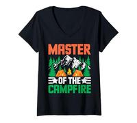 Femme Le Maître du feu de Camp T-Shirt avec Col en V